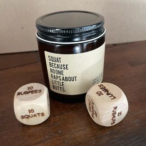 Workout candle and dice bundle gift set